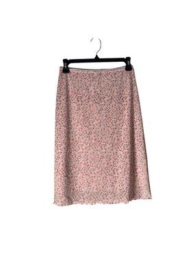 Vintage Clue Y2K Coquette USA Pink Floral Mesh Slip Skirt Womens Size Small
